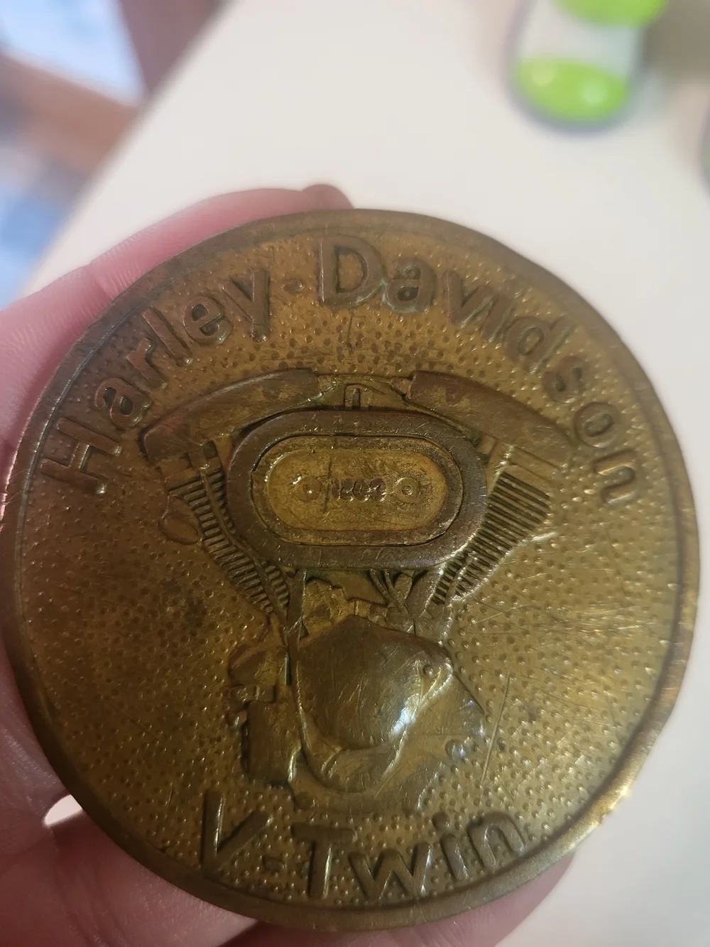 Vintage Harley Davidson Motorcycles V-Twin 1200 Round Solid Brass Belt Buckle